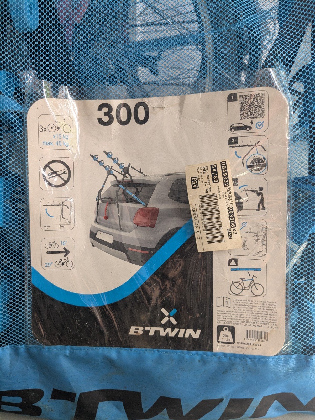 B'Twin 300 Achterklepdrager voor 3 fietsen, Ophalen, 3 fietsen of meer, Gebruikt, Achterklepdrager