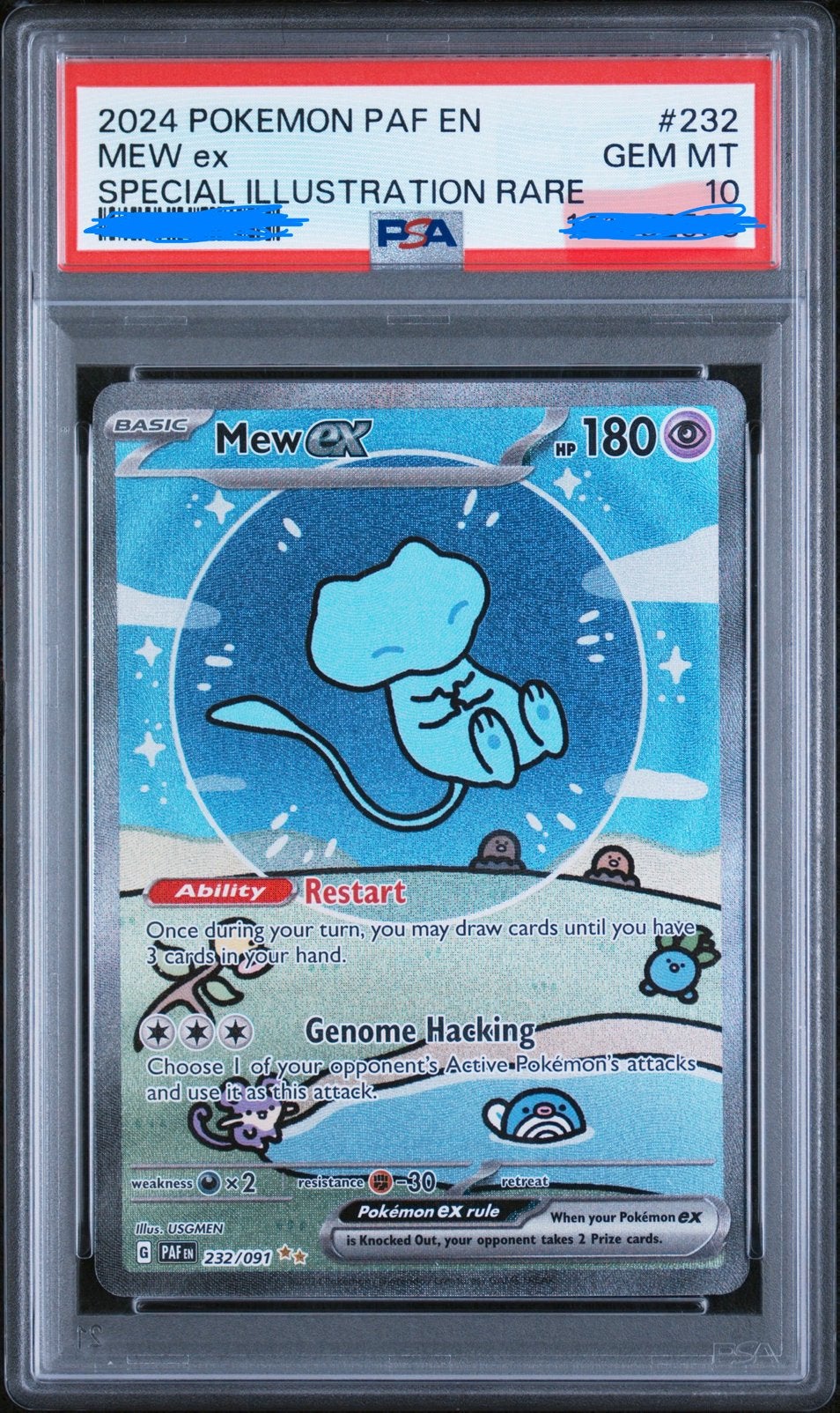 Pokemon 2024 paf en Mew ex 232/091 beoordeeld 10, Hobby en Vrije tijd, Verzamelkaartspellen | Pokémon, Ophalen, Nieuw, Losse kaart