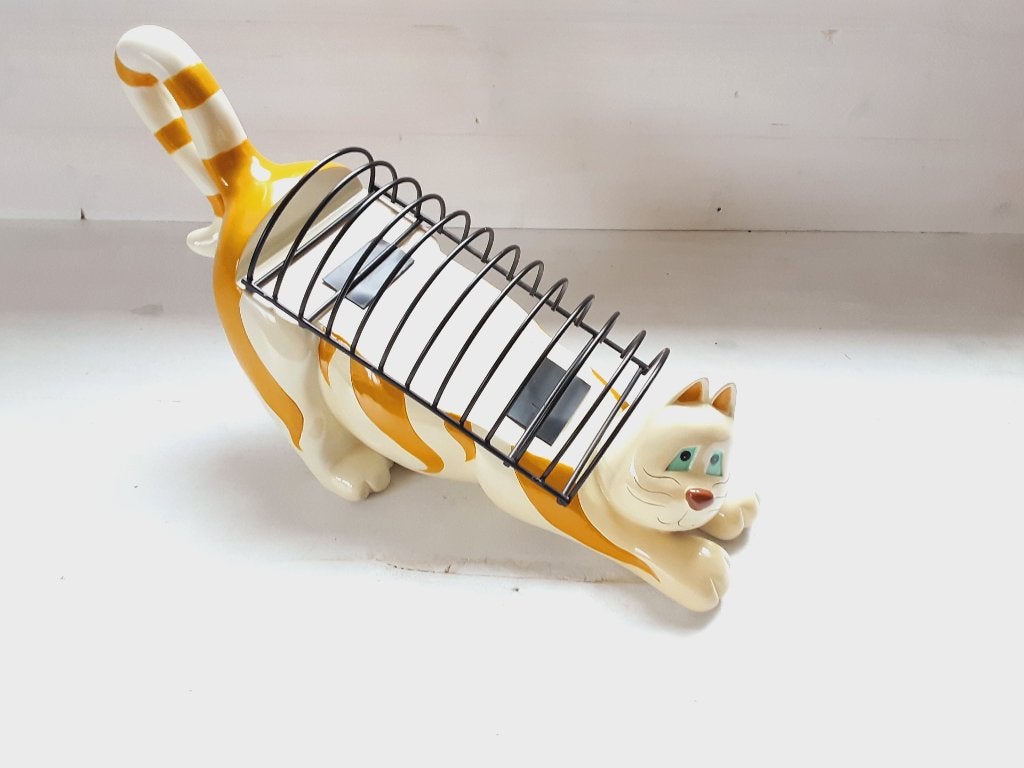 Zeer unieke Zweedse Vintage Kunststof Design houder Poes, Antiek en Kunst, Curiosa en Brocante, Ophalen