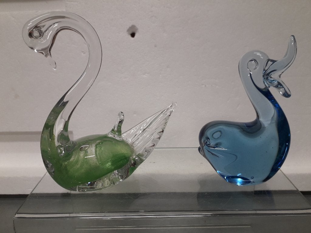 2 VINTAGE GLASOBJECTEN ( ZWAAN en EEND ) I.Z.G.ST voor 7,50E, Ophalen of Verzenden