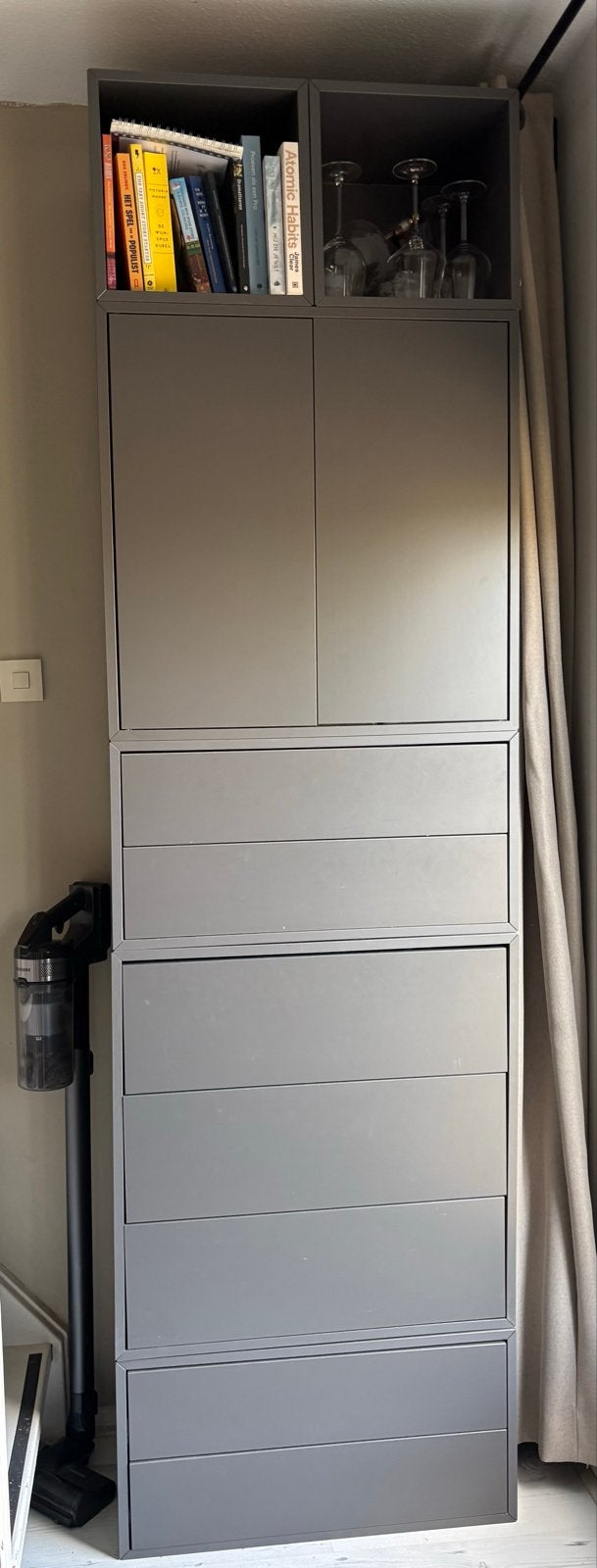 Moderne grijze kast met lades en deuren Eket IKEA, Ophalen, Gebruikt, 100 tot 150 cm, 50 tot 100 cm