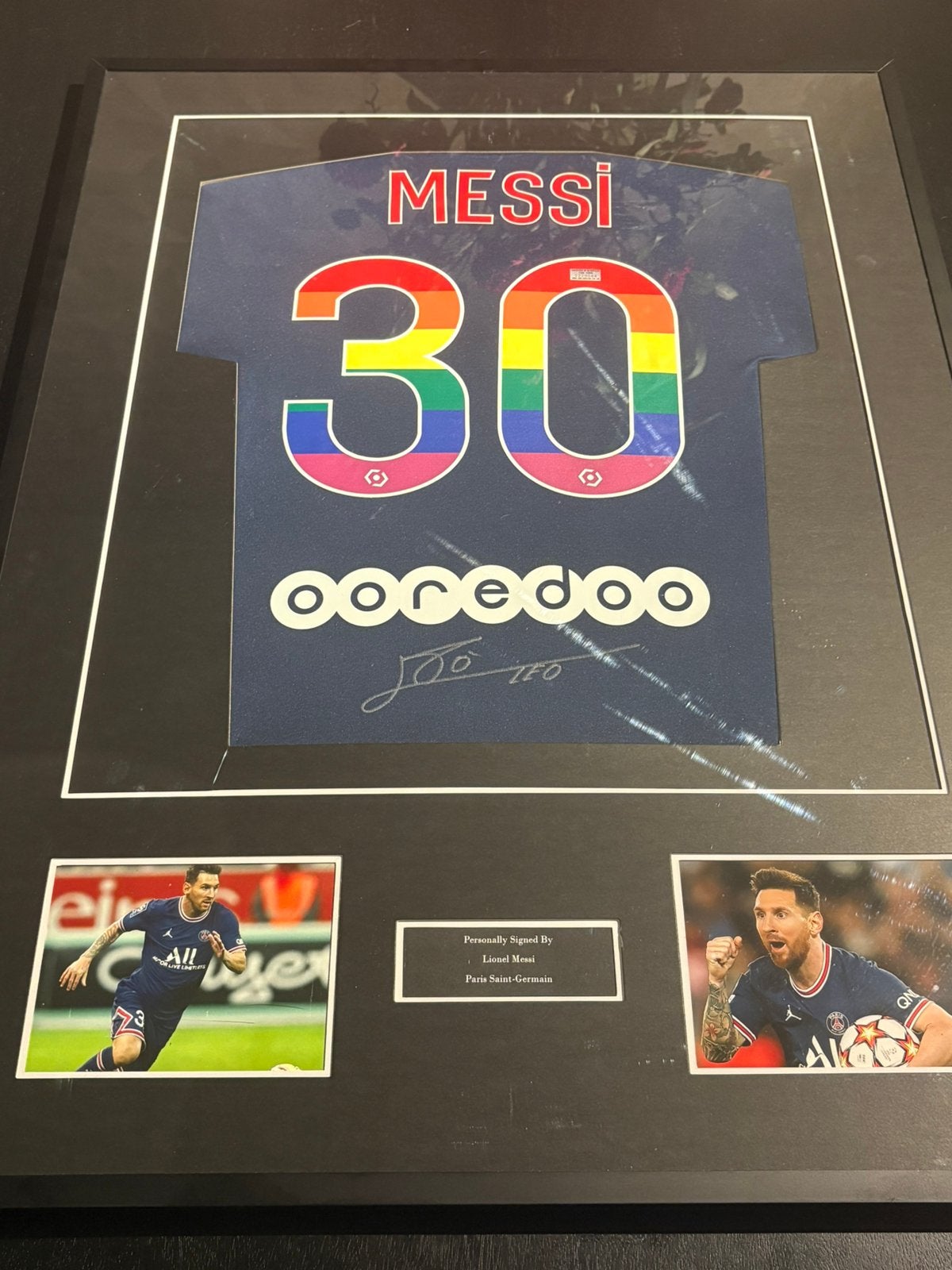 Lionel Messi 2021/2022 PSG ingelijst gesigneerd shirt + coa, Ophalen of Verzenden, Zo goed als nieuw, Buitenlandse clubs, Shirt