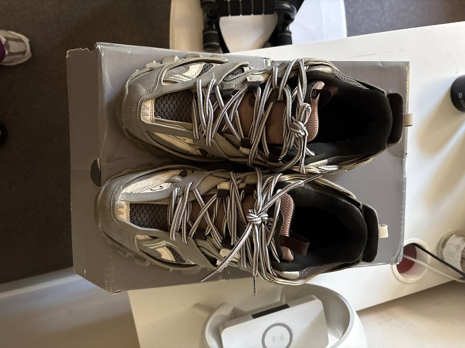 Balenciaga Track Sneakers - Maat 44 - Grijs/Wit, Kleding | Heren, Ophalen of Verzenden, Gedragen, Wit, Sneakers of Gympen