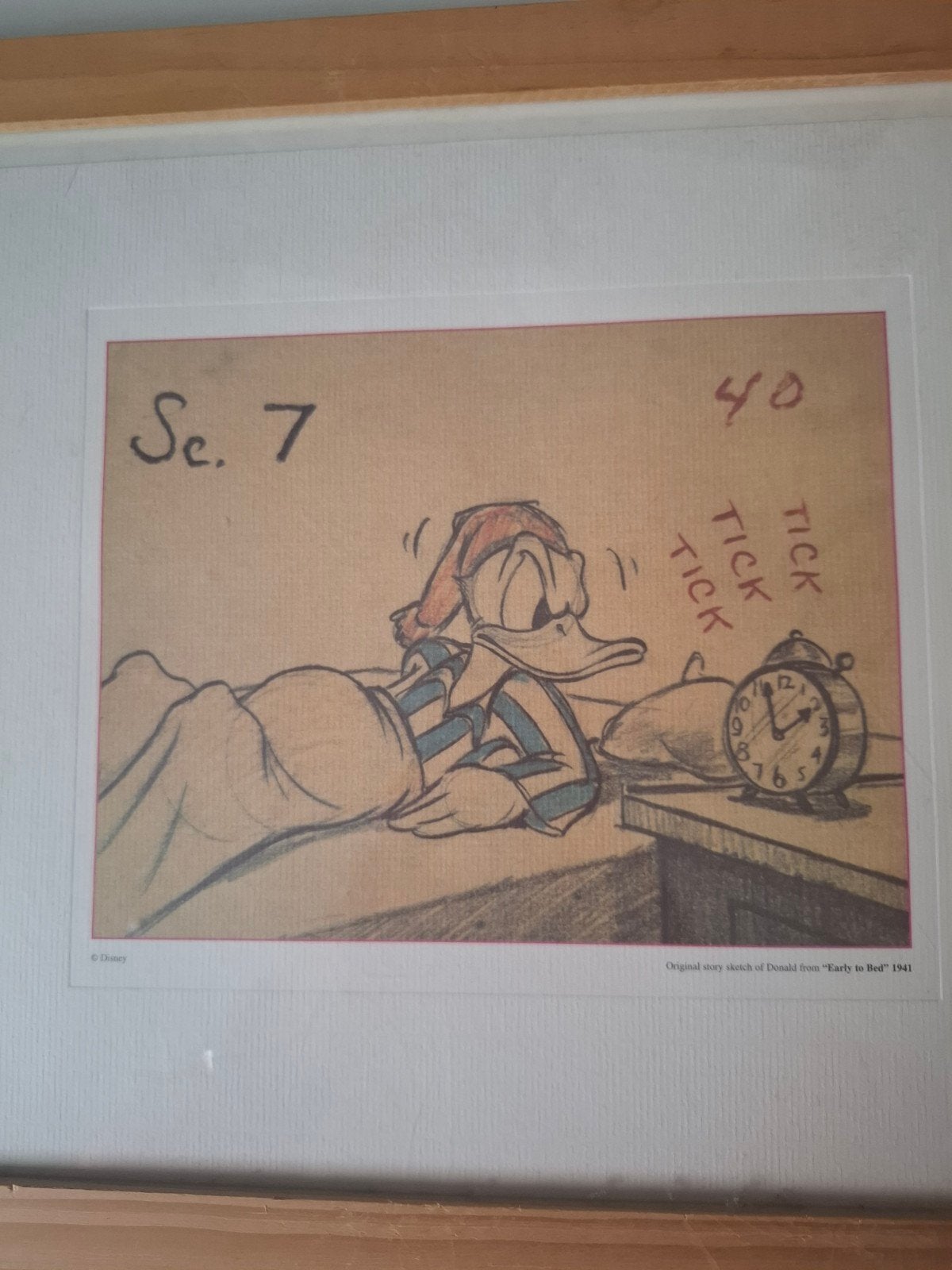 Originele Disney Prent: Donald Duck in "Early to Bed" (1941), Antiek en Kunst, Ophalen of Verzenden, Print, Print/reproductie