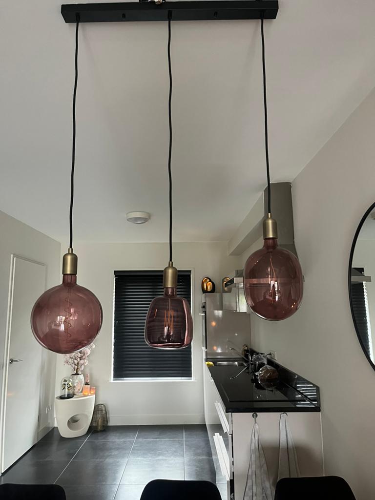 Roze hanglamp, Ophalen, Gebruikt, Glas, 50 tot 75 cm
