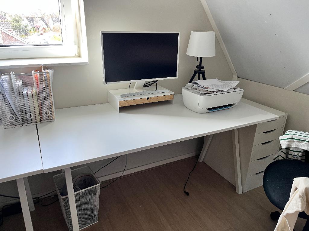 Trotten bureau ikea wit 160x80, Ophalen, 160 cm, Metaal, Zo goed als nieuw