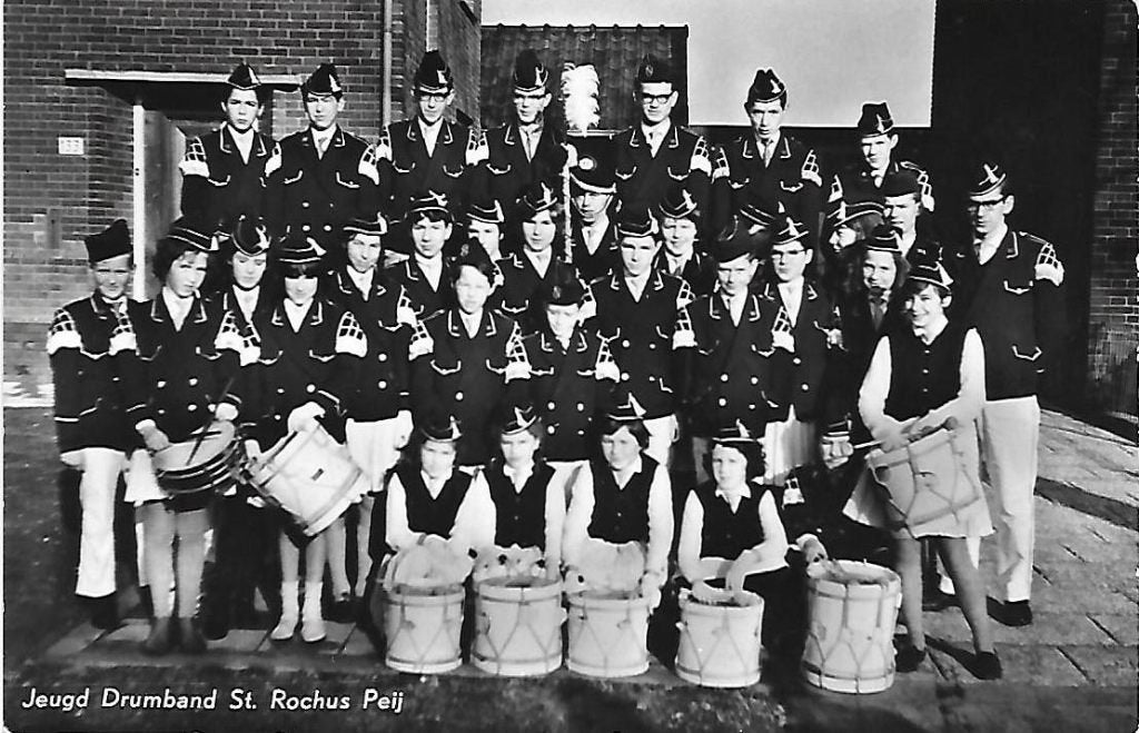 Foto jeugd drumband st rochus peij (9392 ), Ophalen of Verzenden, Voor 1940, Zo goed als nieuw, Overige onderwerpen