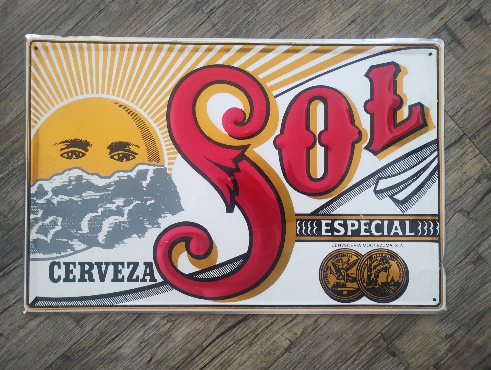 Sol Cerveza bier reclamebord, Ophalen of Verzenden, Gebruikt, Reclamebord, Plaat of Schild, Overige merken