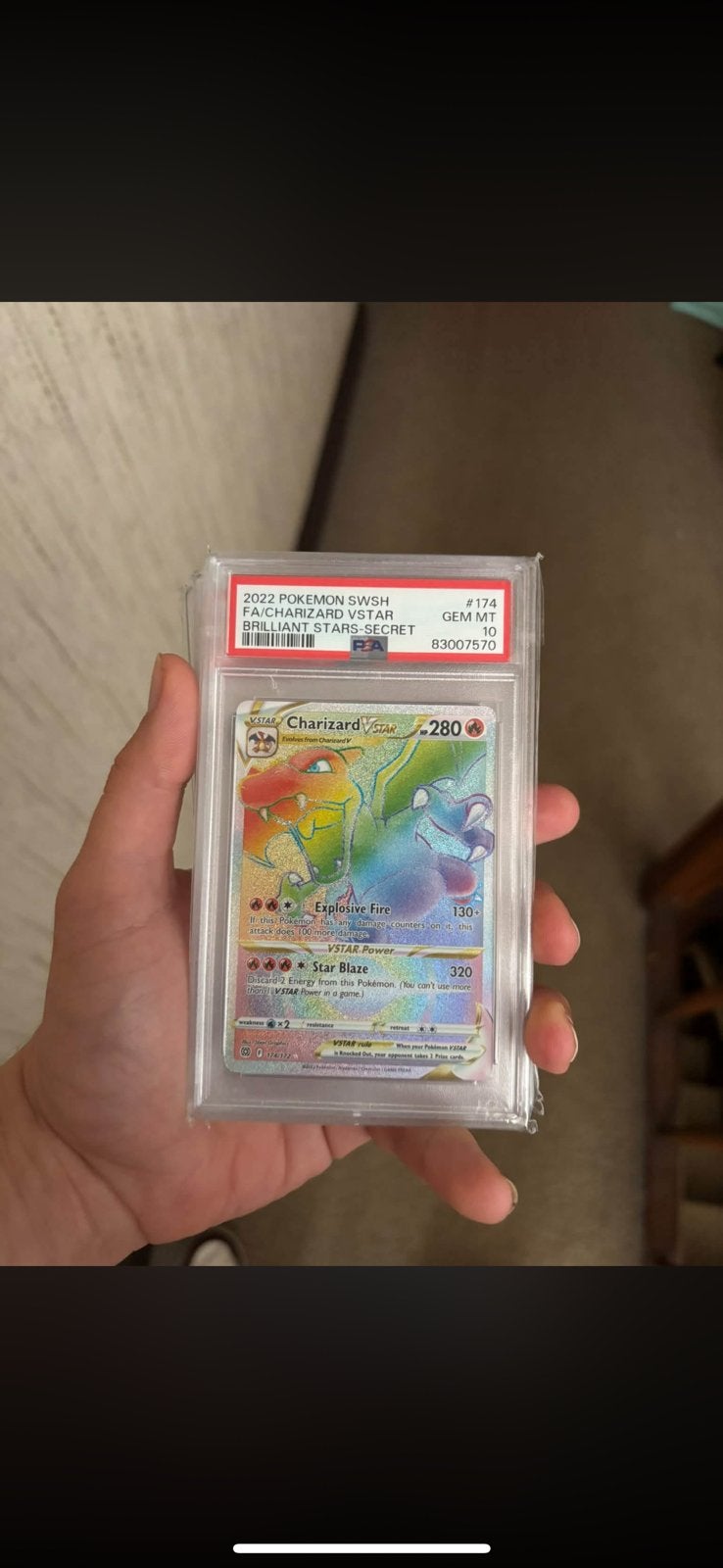 Charizard #174 Brilliant Stars PSA 10, Hobby en Vrije tijd, Ophalen of Verzenden, Zo goed als nieuw