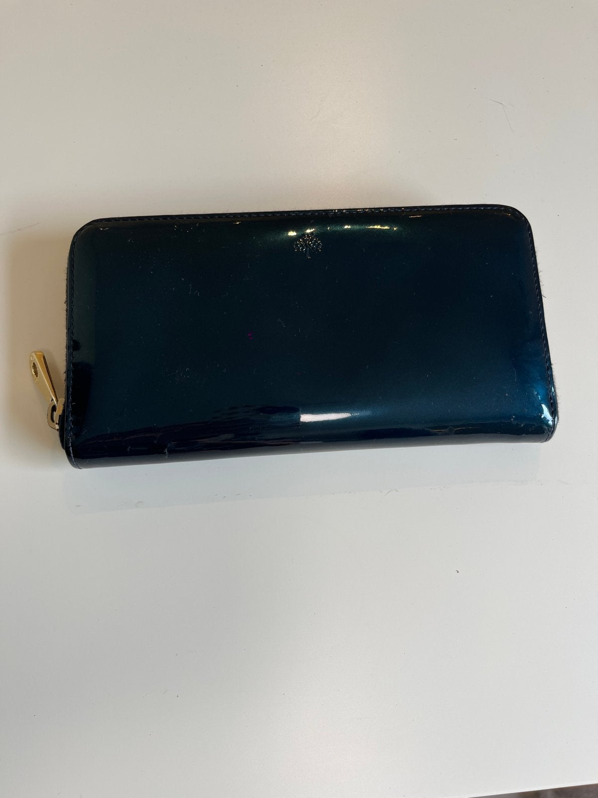 Mulberry portemonnee donkerblauw lakleer, Overige merken, Gebruikt, Blauw, Ophalen of Verzenden