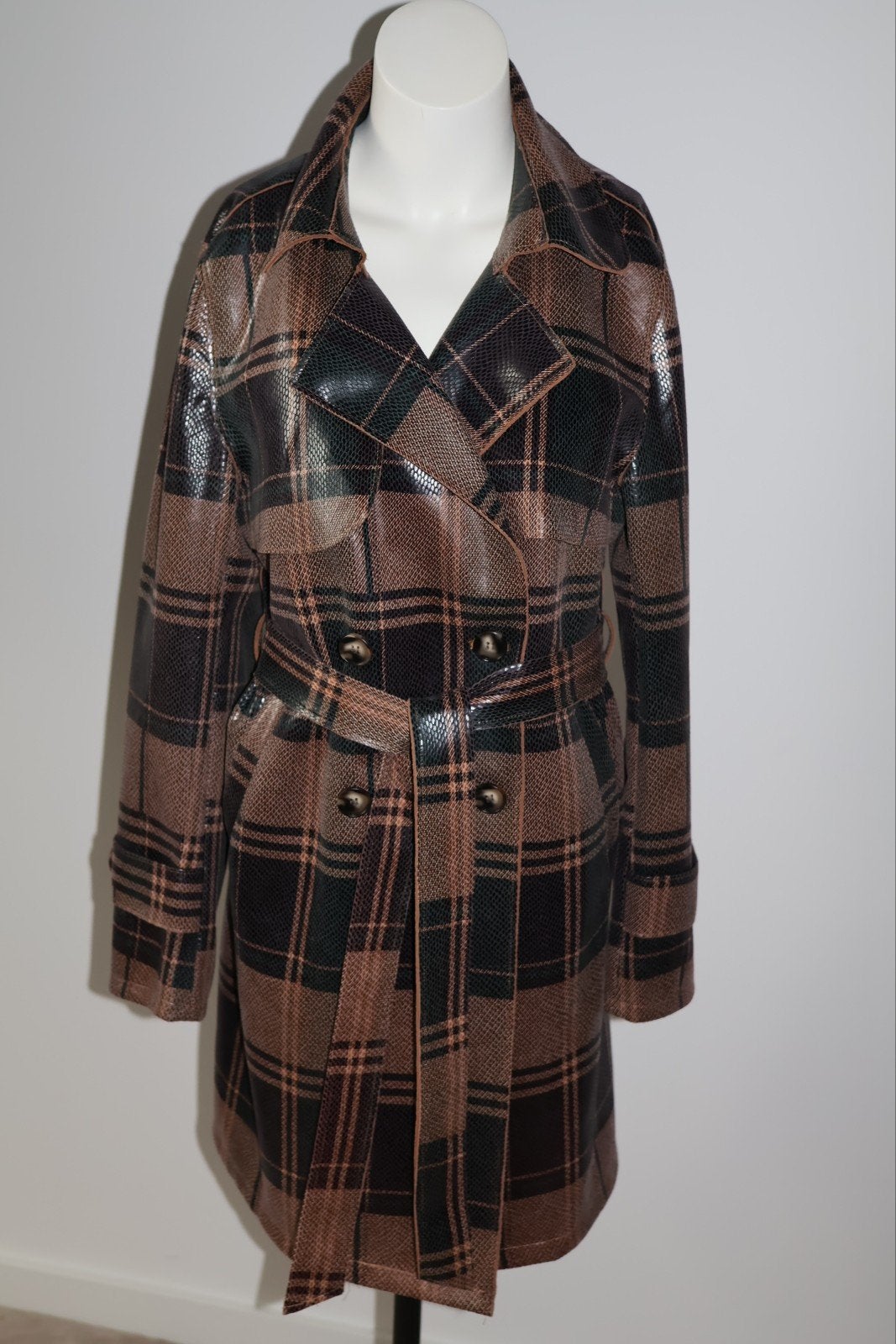 Madison trenchcoat jas maat 42 / XL ruit, Kleding | Dames, Madison, Bruin, NL, Ophalen of Verzenden