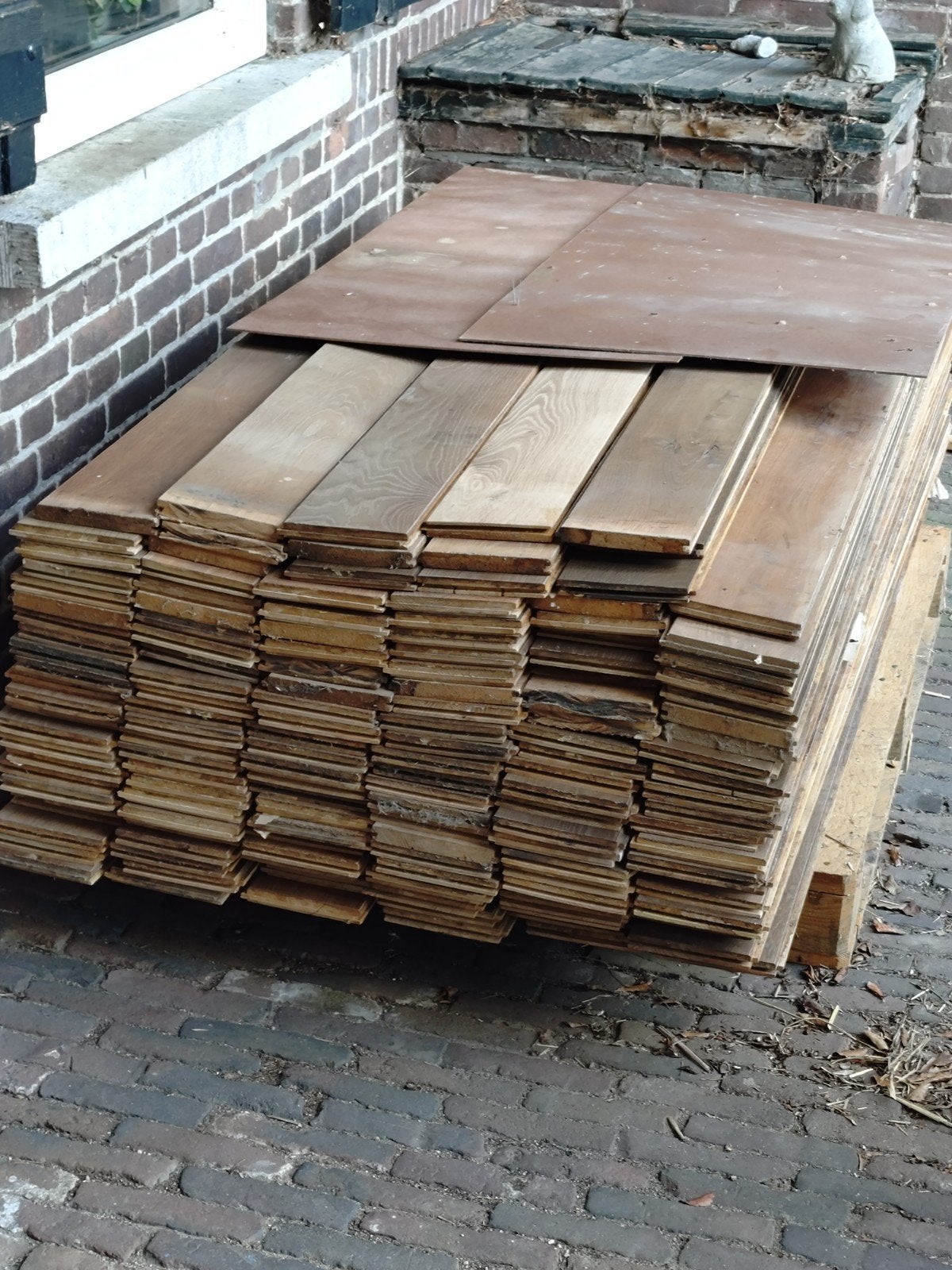 Eiken houten vloerdelen - circa 35 m², Gebruikt, 10 m² of meer, Hout, Vloerdelen of -planken