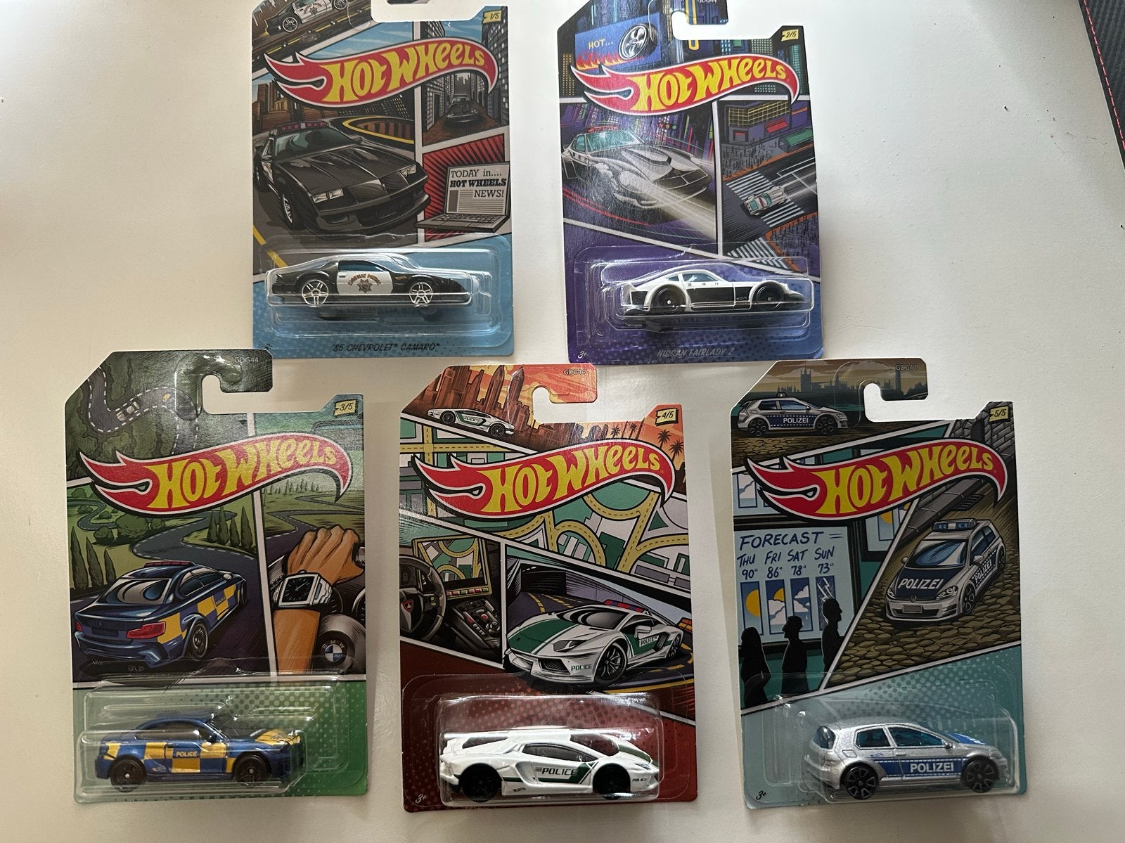 Hot Wheels Politie Auto's Set - 5 Stuks, Ophalen of Verzenden, Nieuw