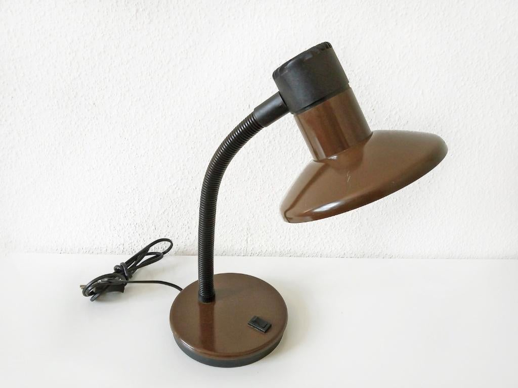 leuke retro bruine bureaulamp / tafellamp, Gebruikt, Ophalen of Verzenden, Retro, Minder dan 50 cm