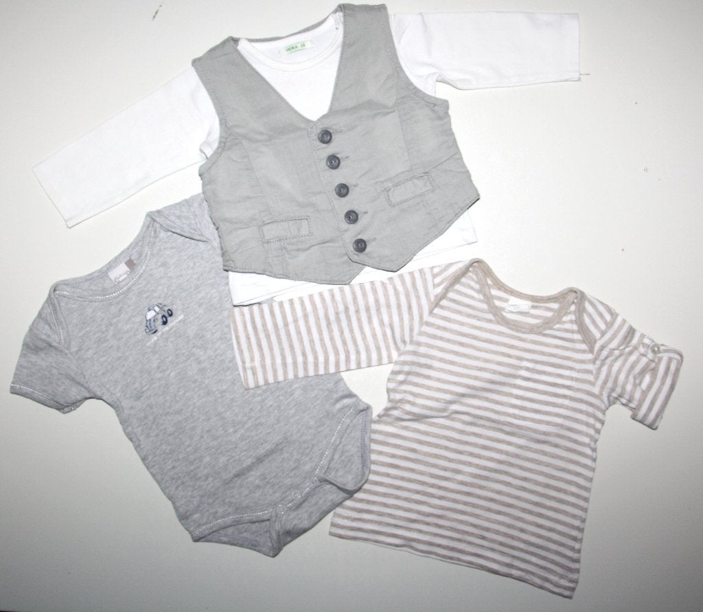 4-delig HEMA H&M setje maat 68 romper gilet spencer shirtje, H&M, Ophalen of Verzenden, Zo goed als nieuw, Setje