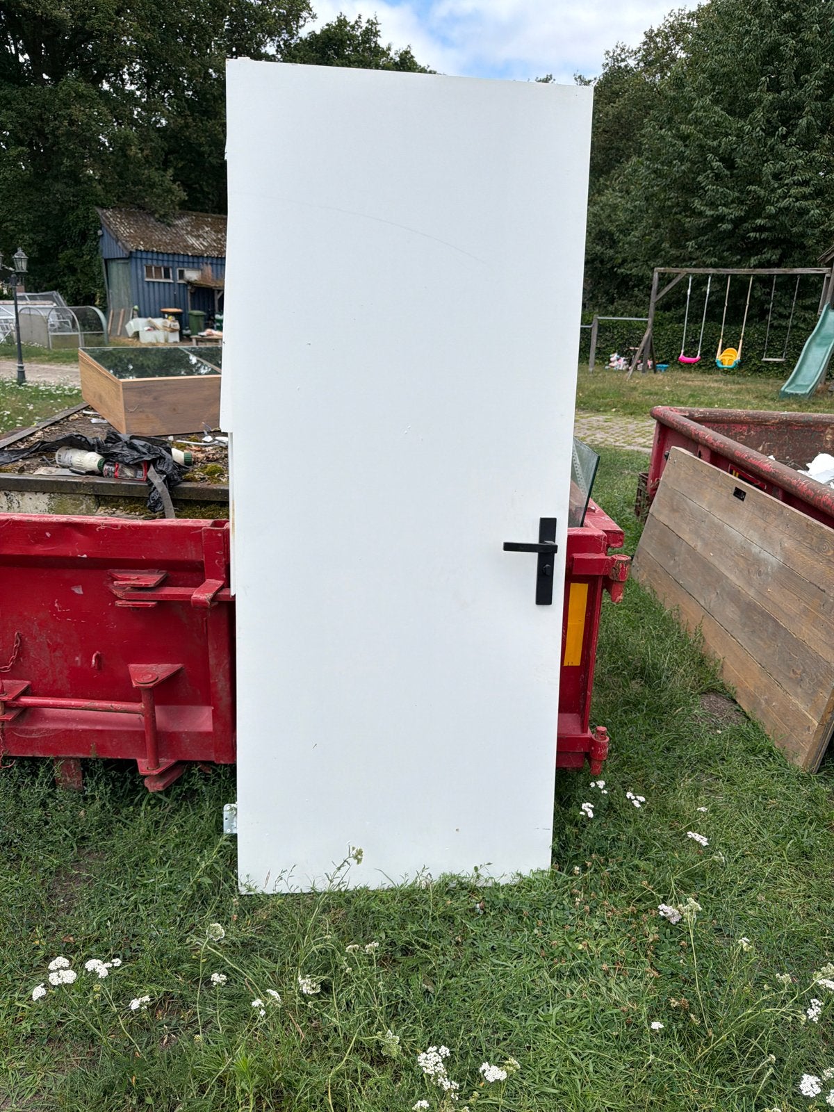 Witte binnendeur met zwart beslag, Ophalen, Gebruikt, 80 tot 100 cm, Binnendeur