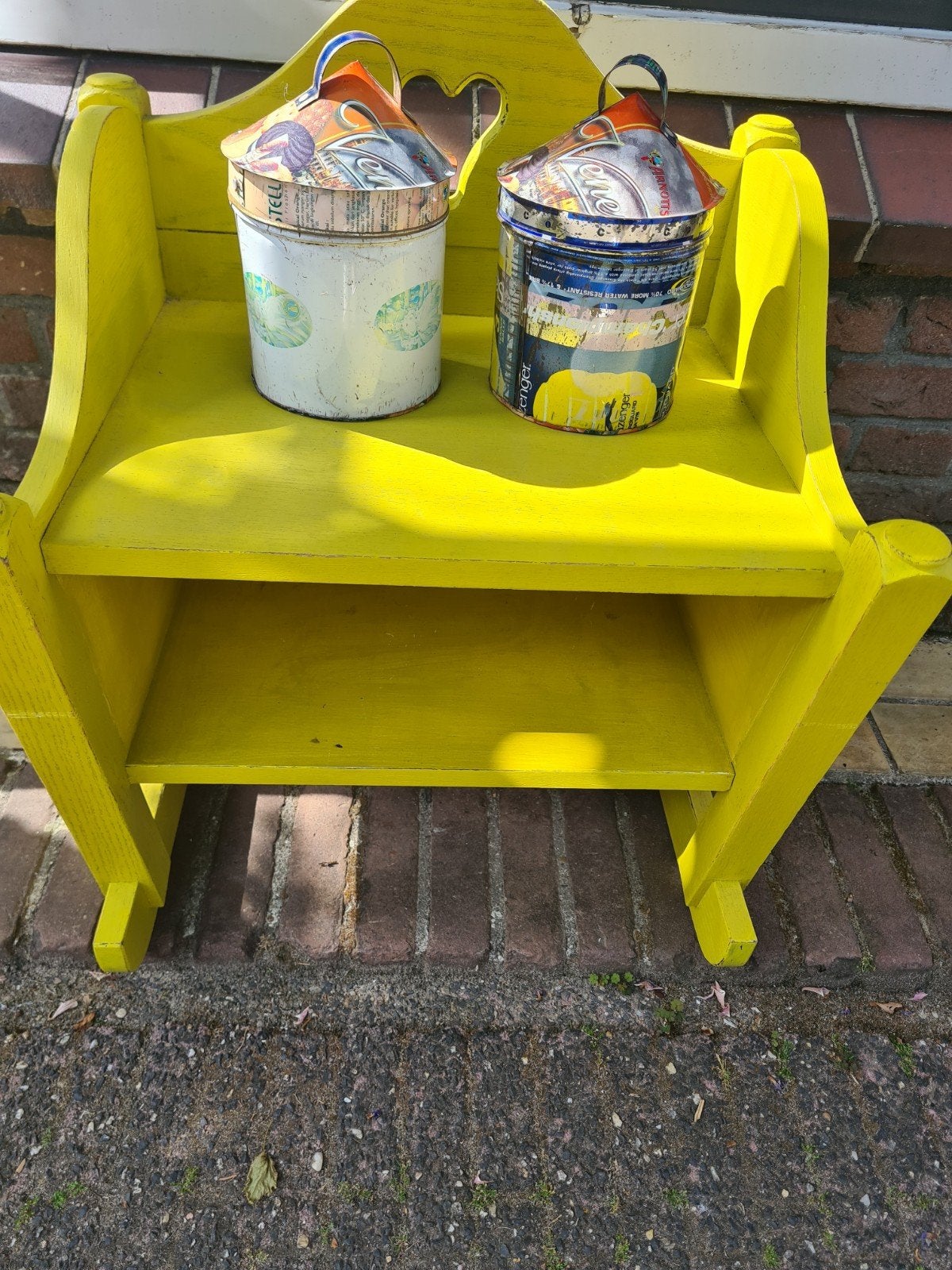 Nachtkastje eikenhout groen/geel geverfd, Ophalen of Verzenden