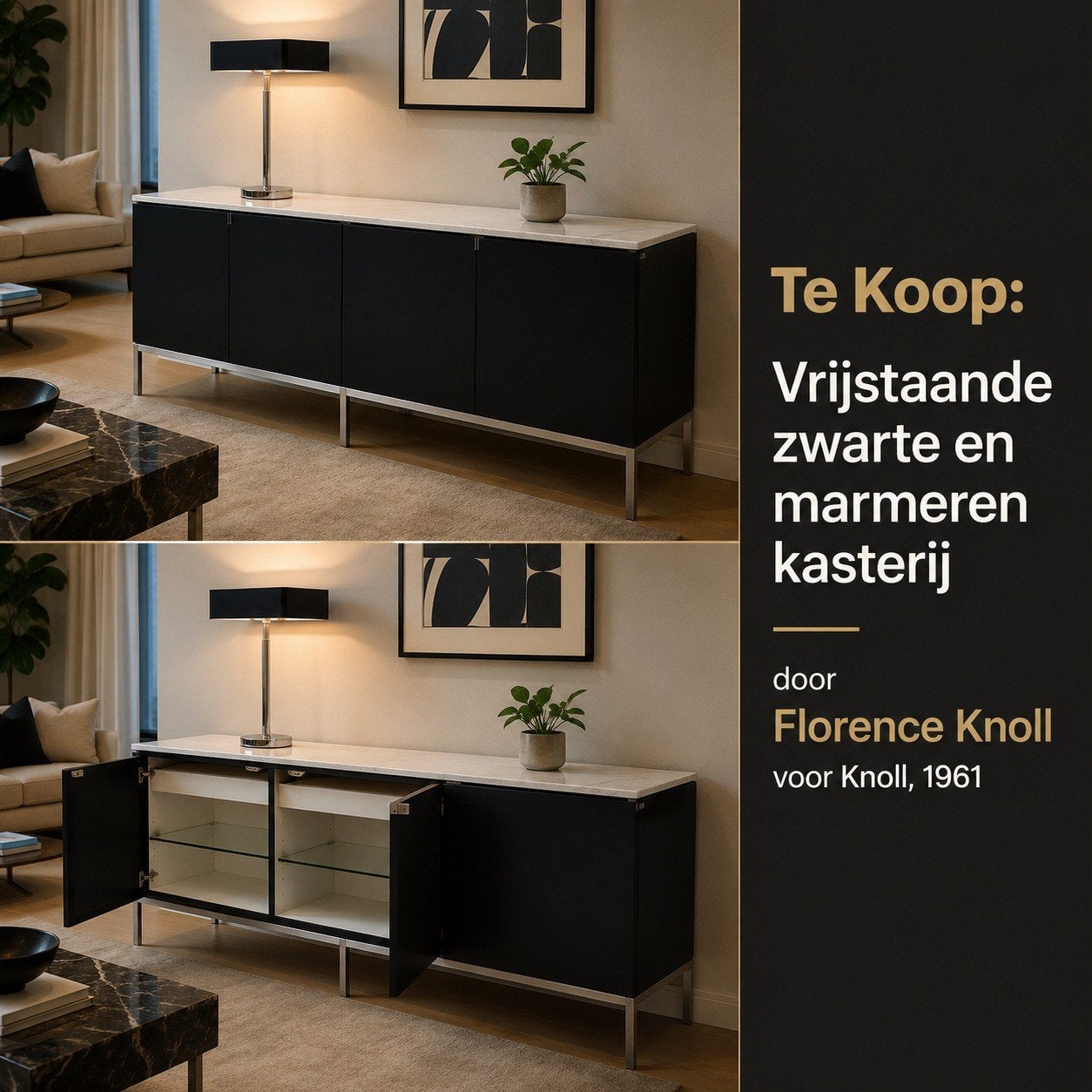 Florence Knoll dressoir 60er jaren., Ophalen, Met deur(en), Overige materialen, Zo goed als nieuw