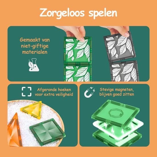 110 Magnetic Tiles -  Magnetische Tegels - Jungle - Dieren, Verzenden, Nieuw