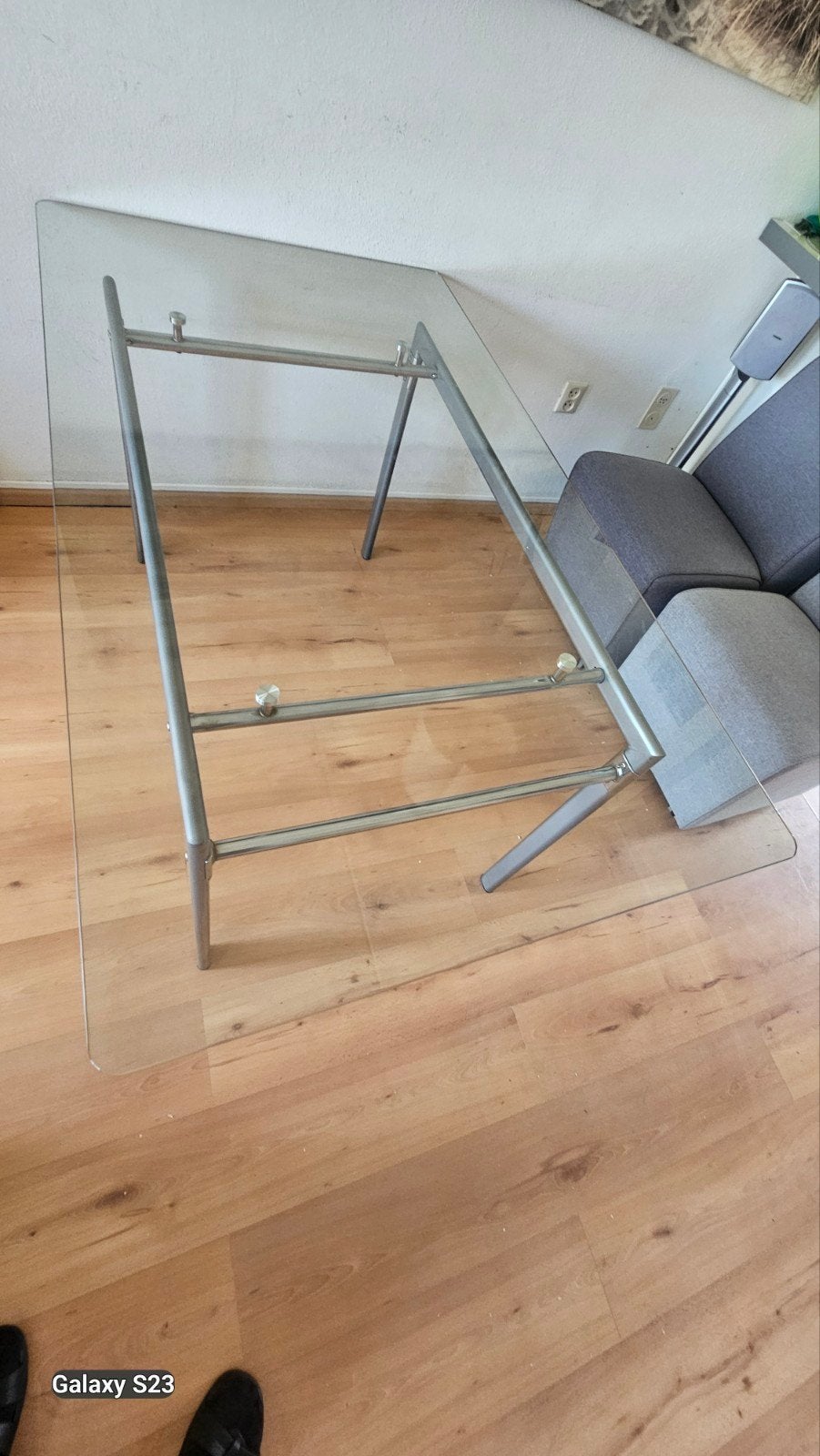 Gratis af te halen: Design glastafel, Ophalen of Verzenden, Gebruikt, Glas, Modern design