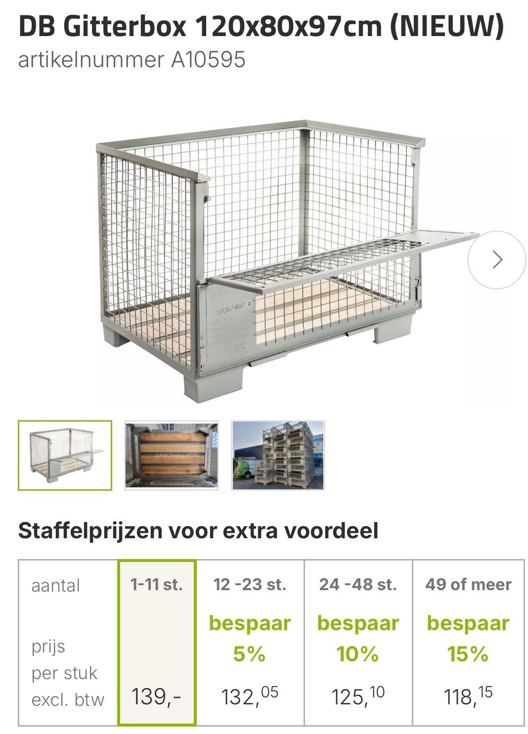 Stapelbare Gaascontainers gitterbox Houten Bodem, 100 cm of meer, 60 cm of meer, Ophalen of Verzenden, Zo goed als nieuw