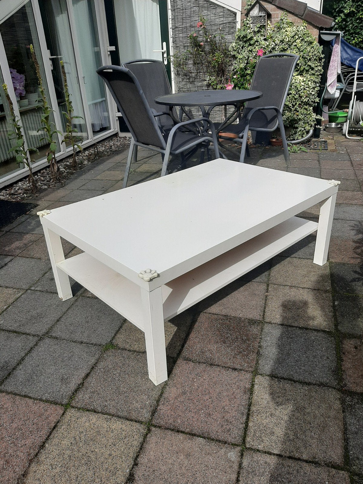 Stevige tafel. Wit.  1.20  80  45. Met onderplank., Ophalen, Gebruikt, 100 tot 150 cm, 50 tot 100 cm