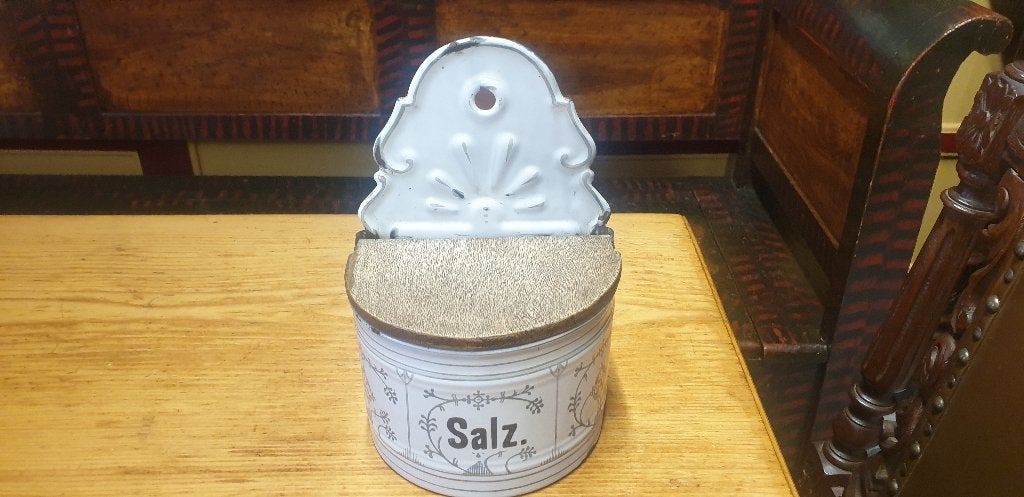 Emaille Saksische zout pot Salz, Antiek en Kunst, Ophalen of Verzenden