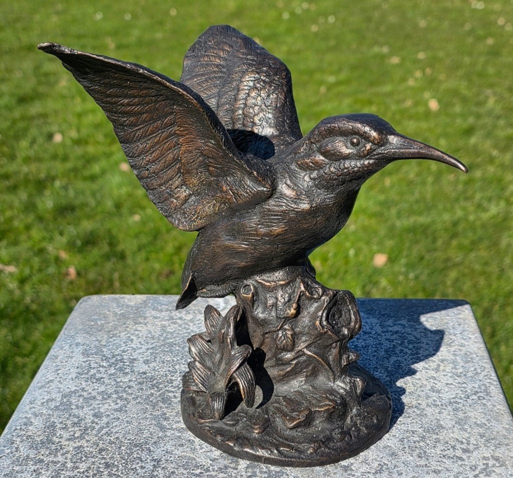 KOLIBRIE / bronzen tuinbeeld / met vleugels wijd, Nieuw, Info@huisentuindecoratiemarie.nl, Huis en tuin decoratie marie, Dierenbeeld