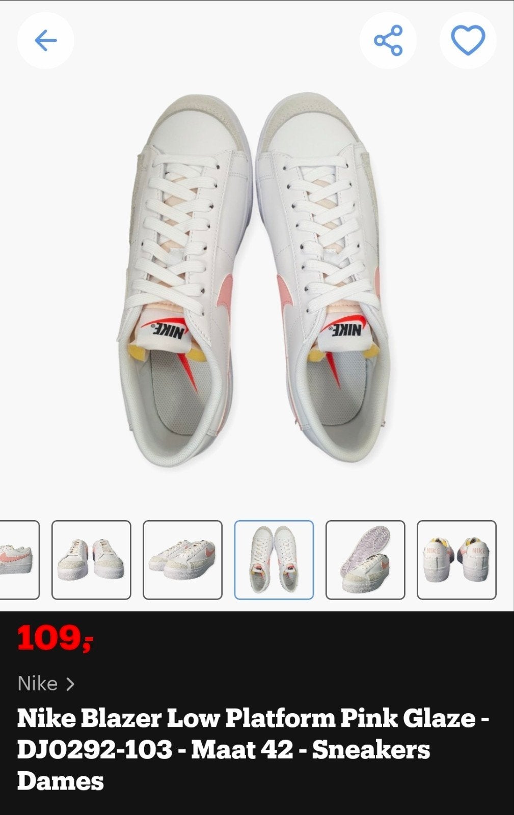 Nike Blazer Low Platform, Wit, Nike, Ophalen of Verzenden, Sneakers of Gympen