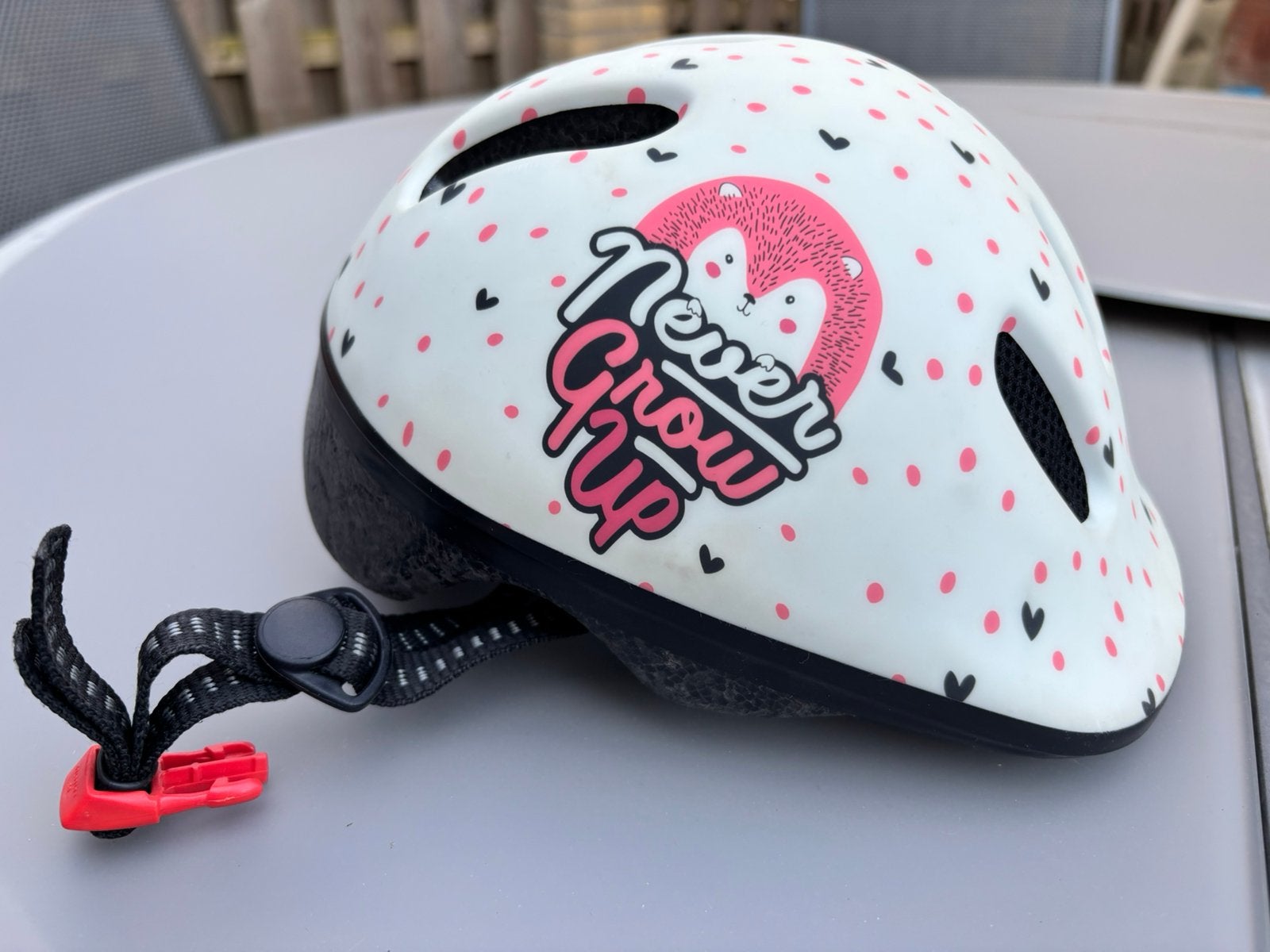 Fietshelm Hoggy wit/roze 44-48 cm, Ophalen, Zo goed als nieuw, XXS, Jongen of Meisje