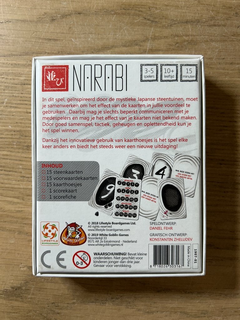 Narabi Kaartspel White Goblin Games, Ophalen of Verzenden, Zo goed als nieuw