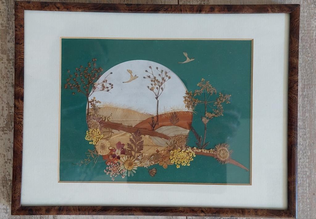 Schilderij van gedroogde bloemen - 24,5 x 18 cm, Ophalen