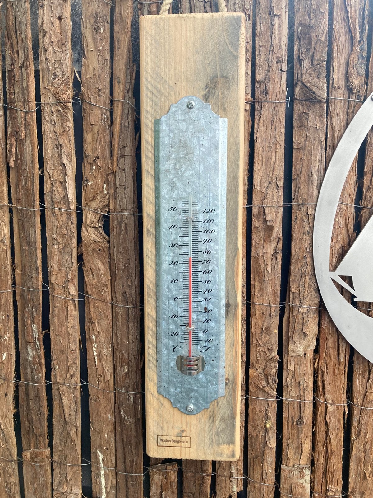 Thermometer op steigerhout, Overige typen, Ophalen, Nieuw, Hout