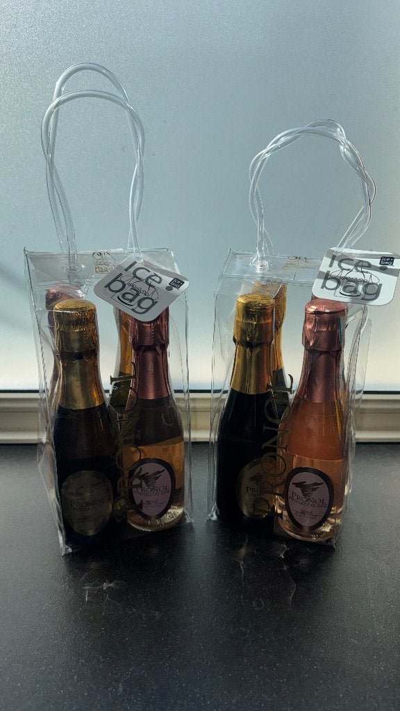 FLESJES PRONOL PROSECCO SET VAN 4 IN ICE BAG TASJE, Verzamelen, Ophalen of Verzenden, Nieuw, Frankrijk, Overige typen