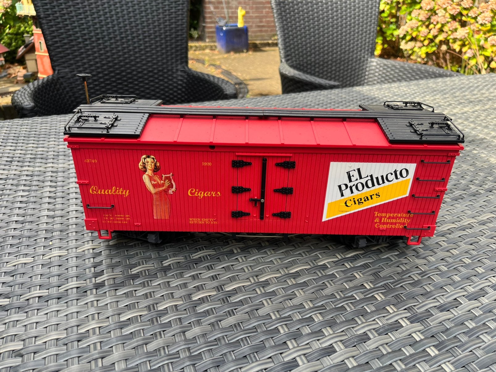 LGB 43740 El Producto Cigars boxcar gebruikt geen OVP, Gebruikt, Gelijkstroom, Wagon, Ophalen of Verzenden