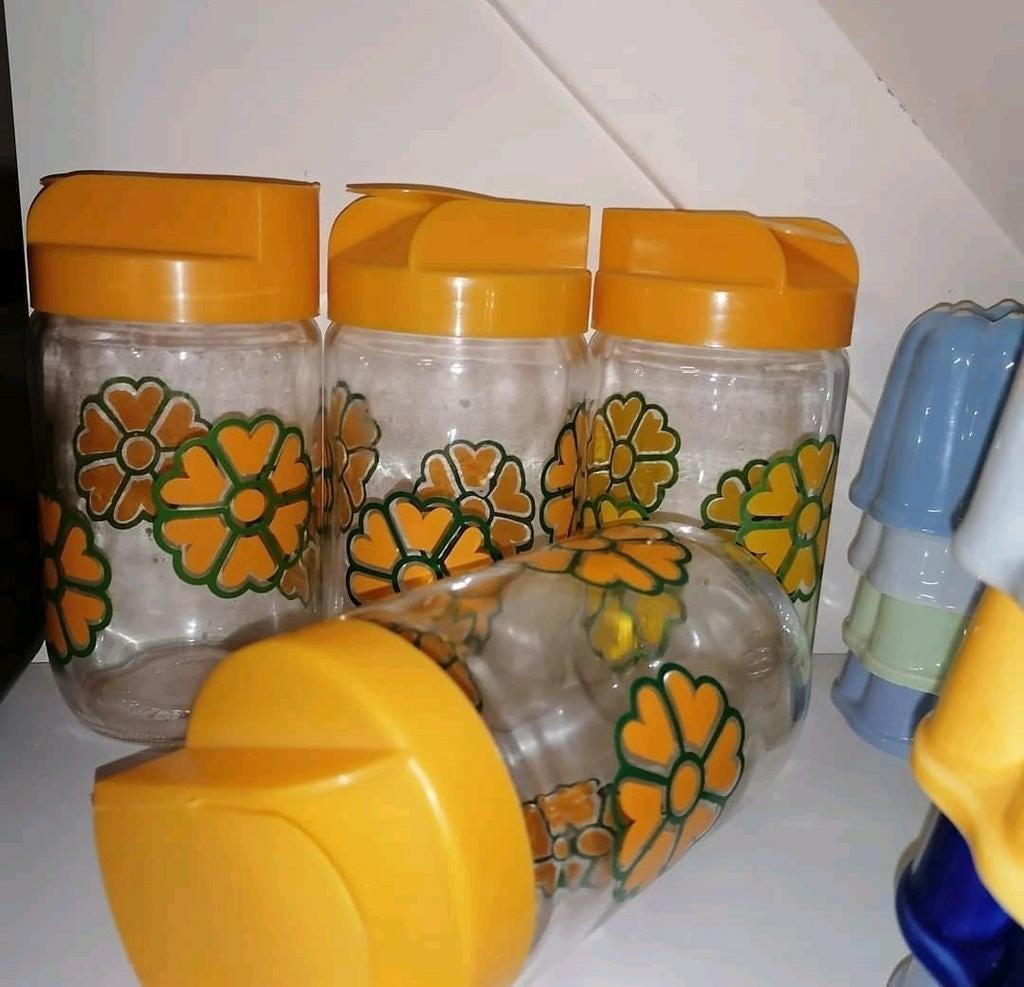 Set van 4 vintage voorraad potten, Ophalen of Verzenden