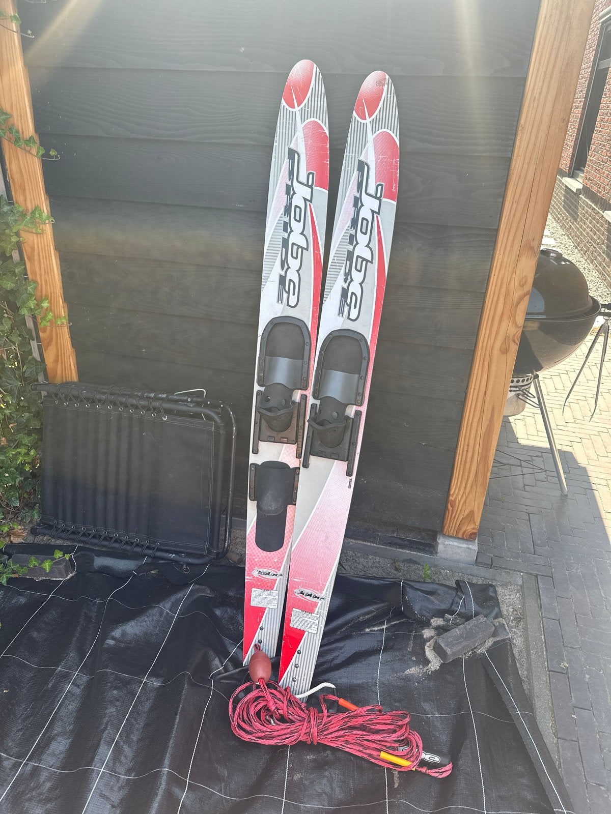 Set waterski's met touw - Jobe, Watersport en Boten, Ophalen, Met skitouw, Gebruikt, Waterski's