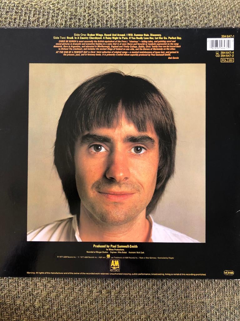 Chris De Burgh - At the end of a perfect day., Ophalen of Verzenden, Zo goed als nieuw, 12 inch