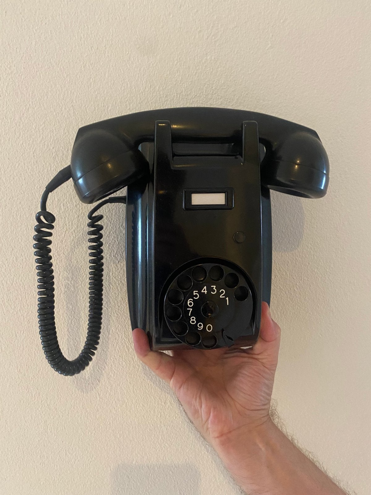 Oude zwarte bakelieten Ericsson Holland wandtelefoon, Ophalen of Verzenden, Gebruikt, Met draaischijf