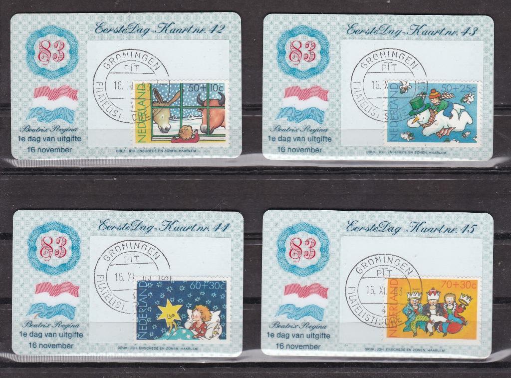 Nederland Eerste Dag Kaartjes EDK nr. 42-45, Ophalen of Verzenden, Onbeschreven, Nederland