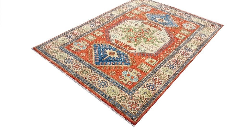 Handgeknoopt KAZAK Perzisch tapijt 210x152/kleed/kelim/Loper, 100 tot 150 cm, Www.simatapijten.nl, Nieuw, Ophalen of Verzenden