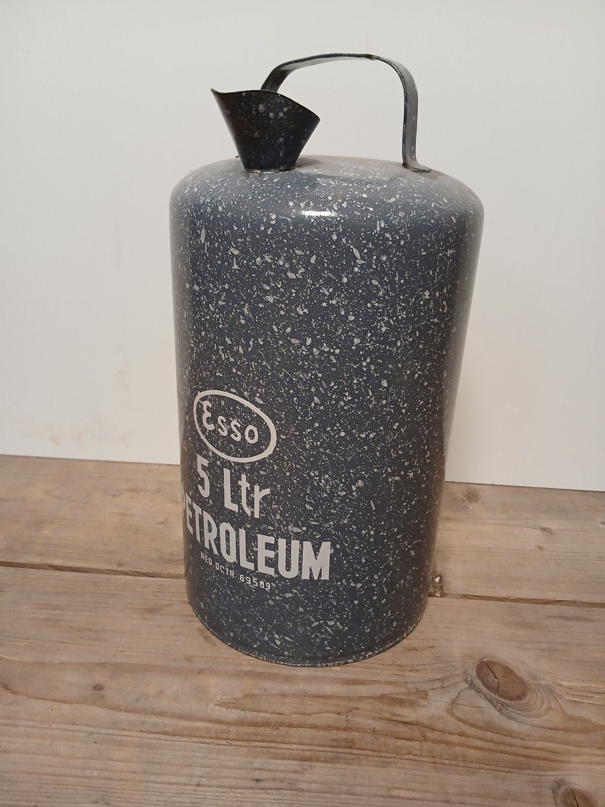 emaille esso petroleum kan 5 liter grijs gewolkt, Ophalen of Verzenden