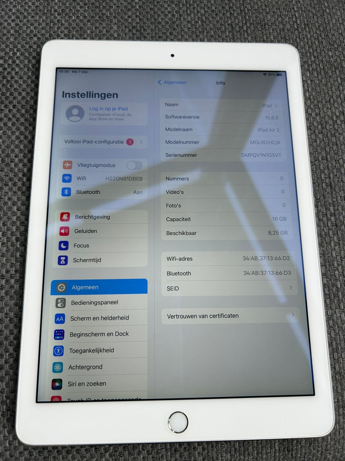 IPad Air 2 16G, Gebruikt, Apple iPad Air, 16 GB, Wi-Fi