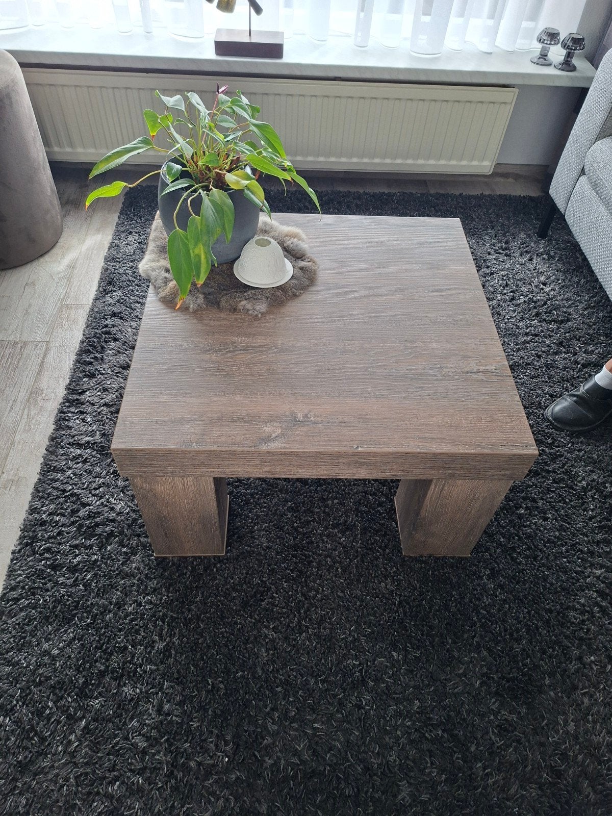 Zo goed als nieuwe salontafel van melamine, Huis en Inrichting, Tafels | Salontafels, Ophalen, Kunststof, 50 tot 100 cm, Vierkant