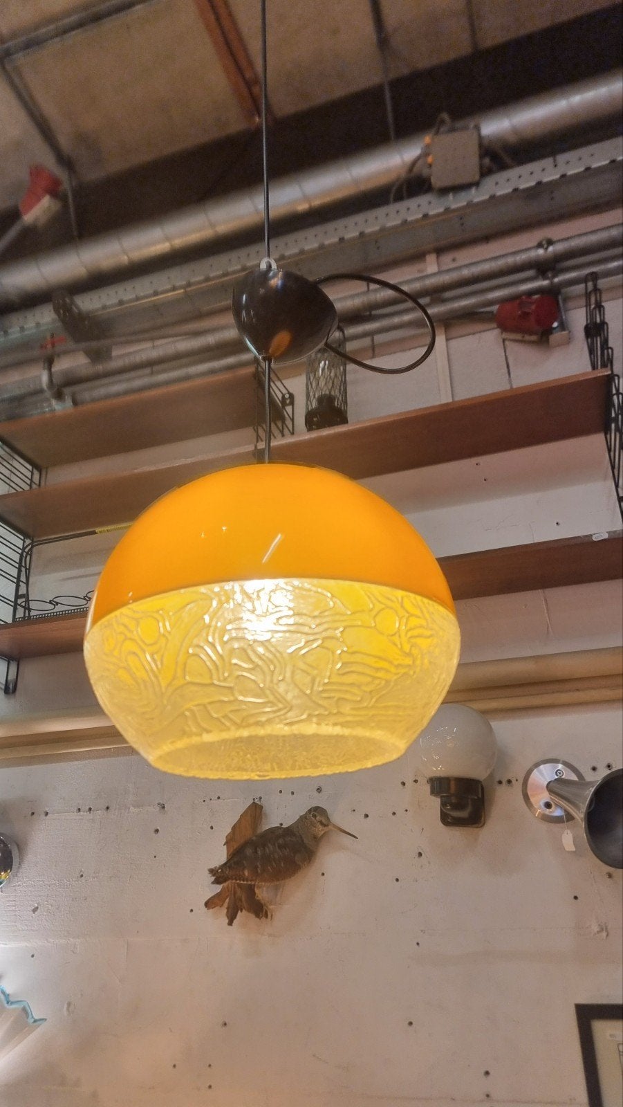 Vintage UFO hanglamp jaren 60 70 globe, Ophalen of Verzenden