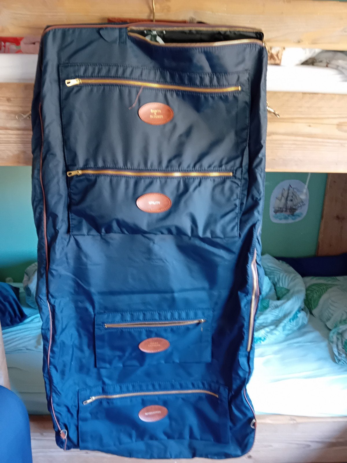 Reisgarderobe tas - Donkerblauw met bruine accenten, Sieraden, Tassen en Uiterlijk, Ophalen, 30 cm of meer, Gebruikt, Blauw