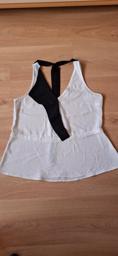 leuke top met zwarte omslag maat S merk Drole de Copine, Kleding | Dames, Verzenden, Wit, Zo goed als nieuw, Drole de Copine