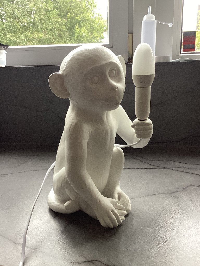 Tafellamp aap, 33 cm, Wit, Ophalen of Verzenden, Zo goed als nieuw