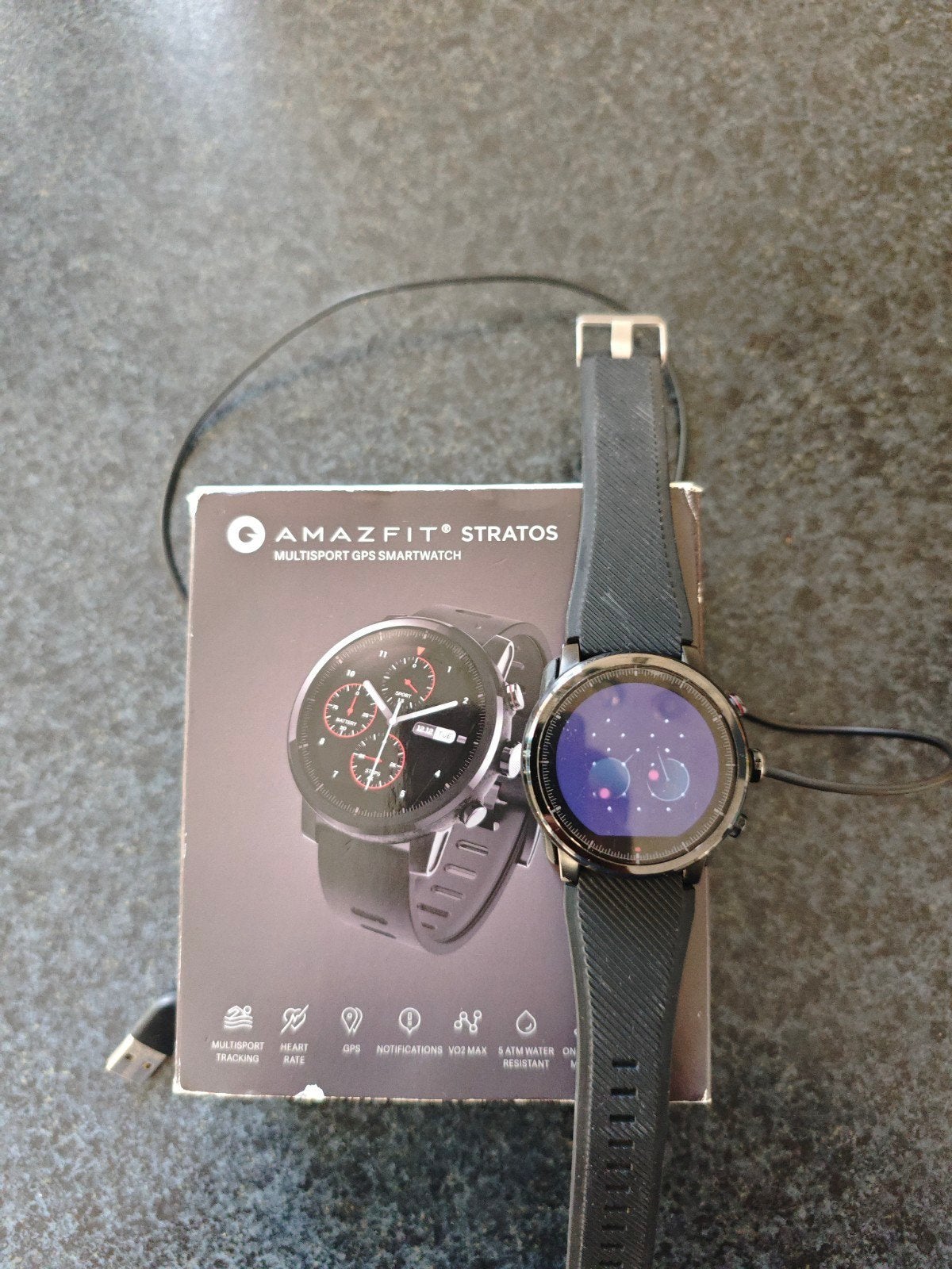 Amazfit Stratos smartwatch GPS HR, Zwart, Ophalen of Verzenden, Zo goed als nieuw, GPS