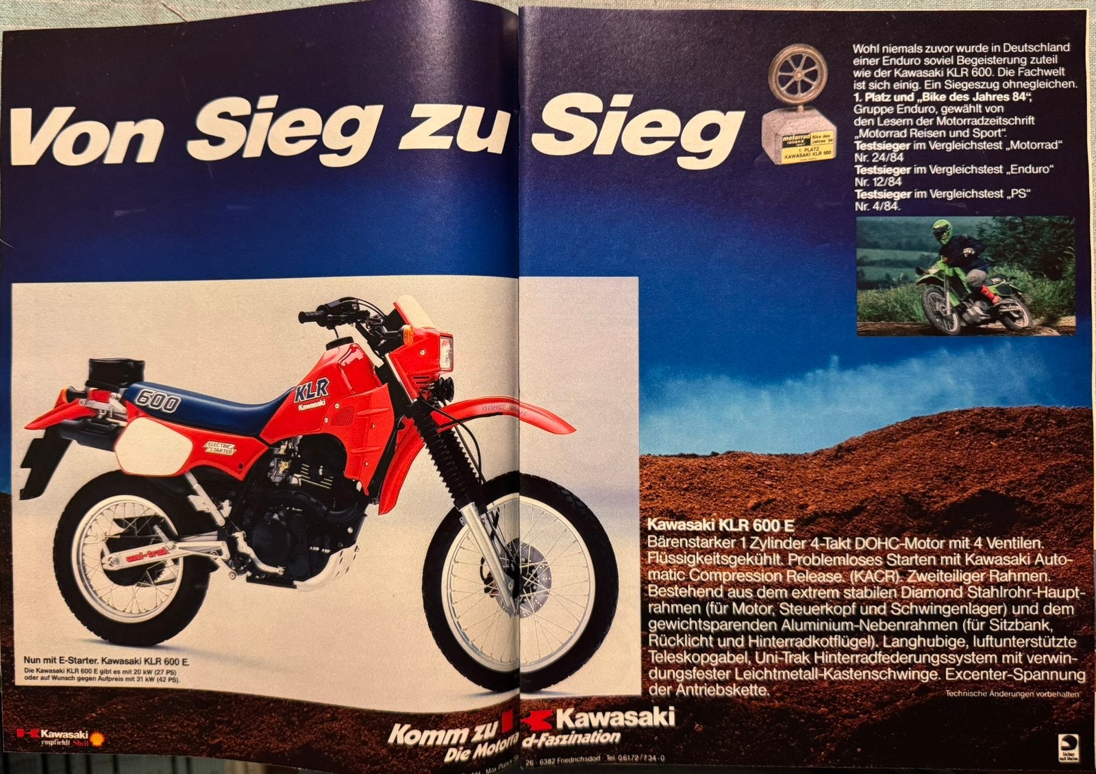 Advertentie 1985 Kawasaki KLR 600 E, Verzenden, Zo goed als nieuw, Auto's